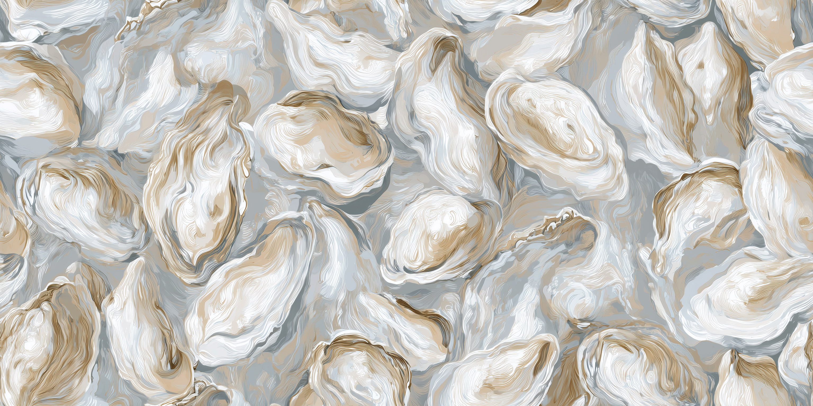Pattern of oyster shells on a textured background