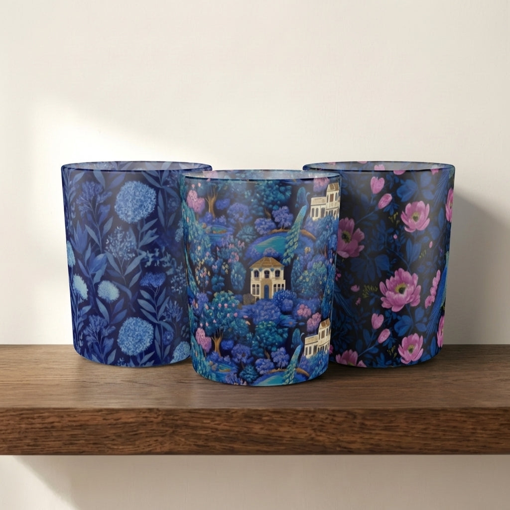 Garden After Dark Set of 3 Glass Candle & Tea Light Holders