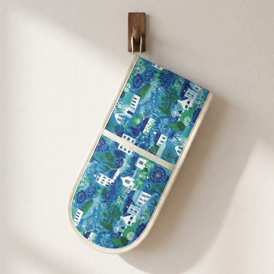 Paths Between Houses – Garden Estate Print Cotton Double Oven Gloves
