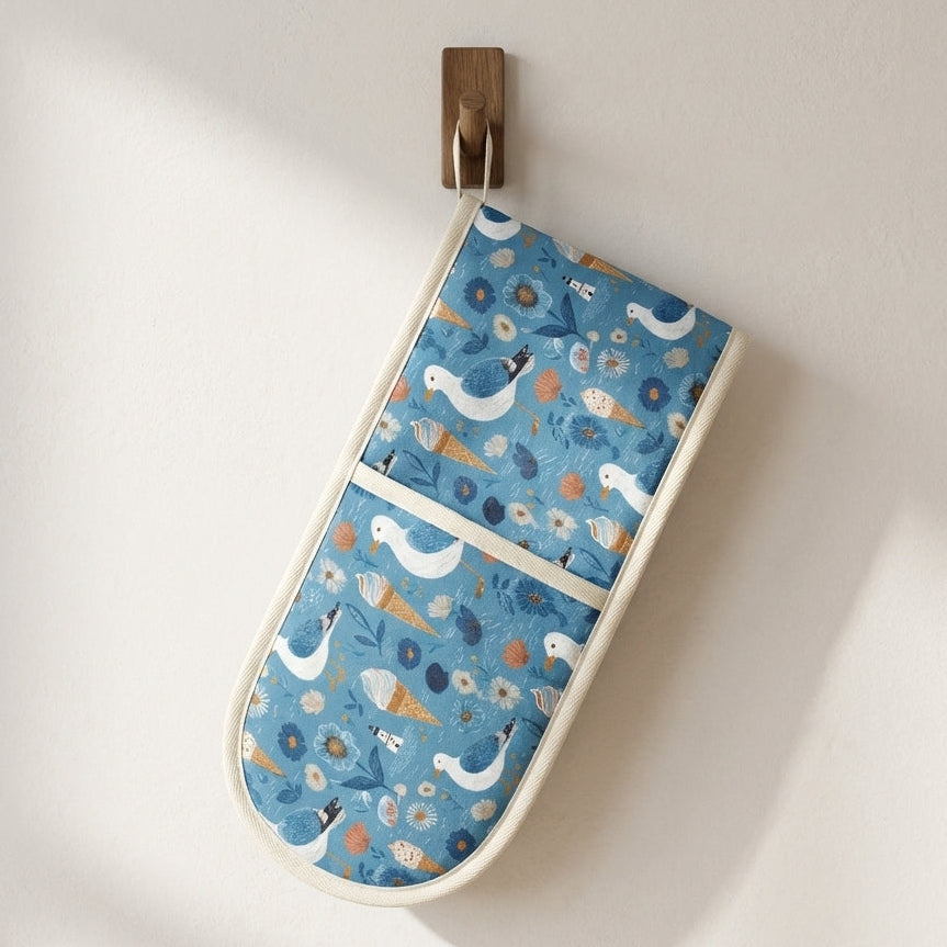 Summer Belongs to the Gulls – Seaside Print Cotton Double Oven Gloves