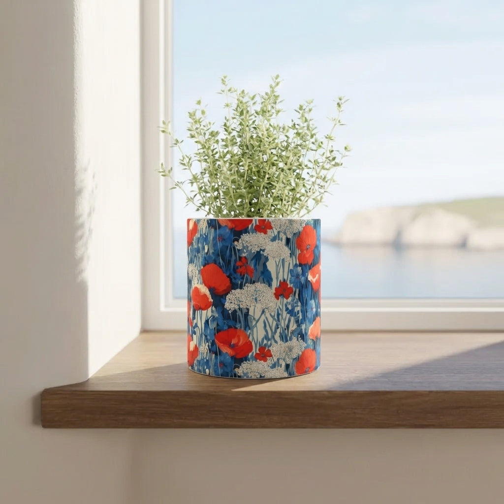 Where Poppies Run to Sea Indoor Ceramic Plant Pot
