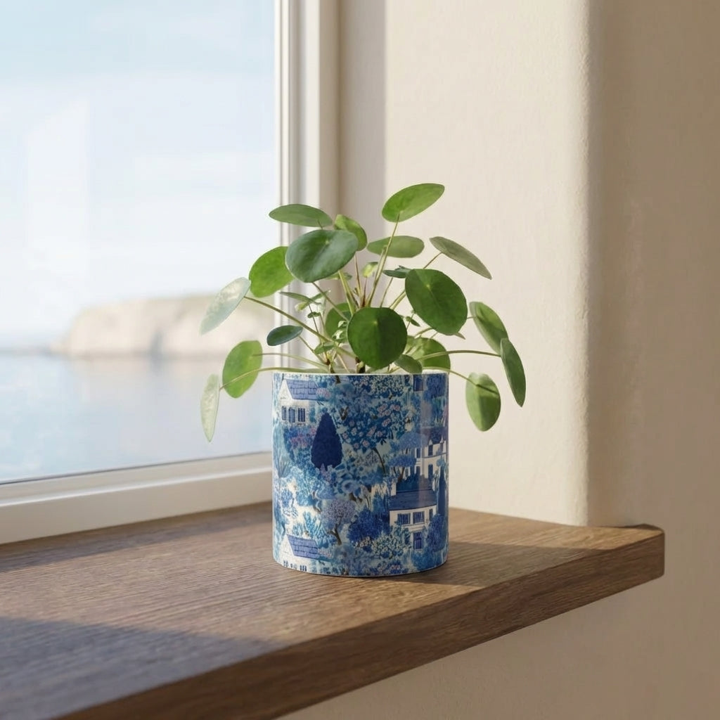 Cottages in the Blue Garden Plant Pot