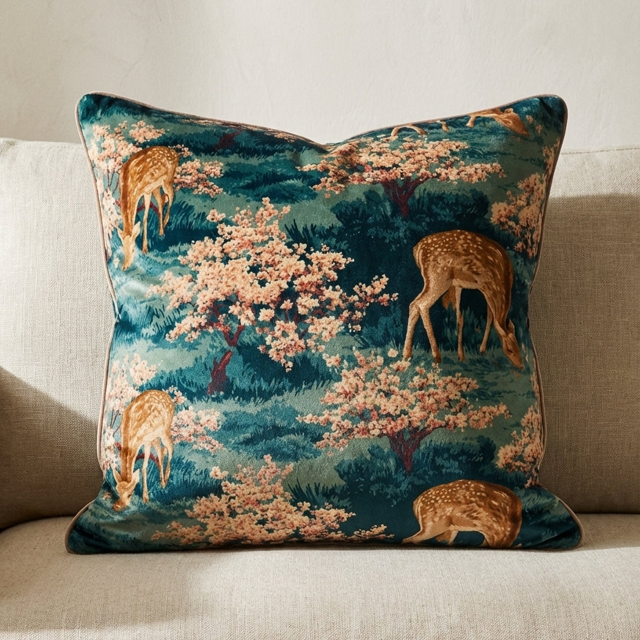 Wildlife Deer Print Cushion — In The Quiet Of The Meadow