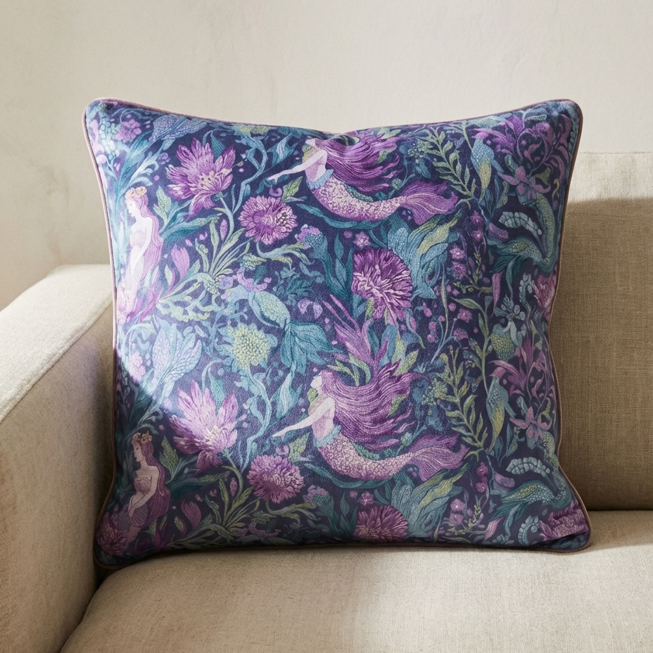 Coastal Folklore Cushion — Sea Maiden In Bloom