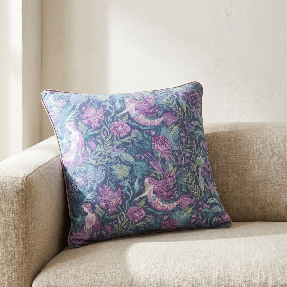 Coastal Folklore Cushion — Sea Maiden In Bloom