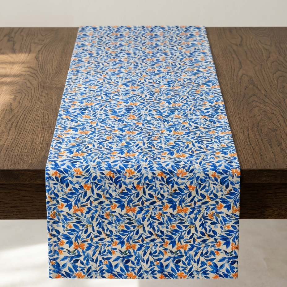 Whispering Leaves — Botanical Cotton-Linen Table Runner