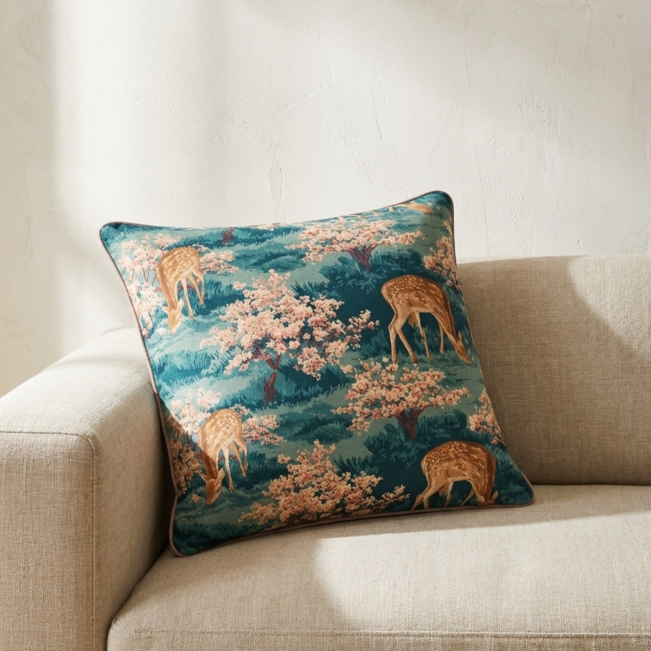 Wildlife Deer Print Cushion — In The Quiet Of The Meadow
