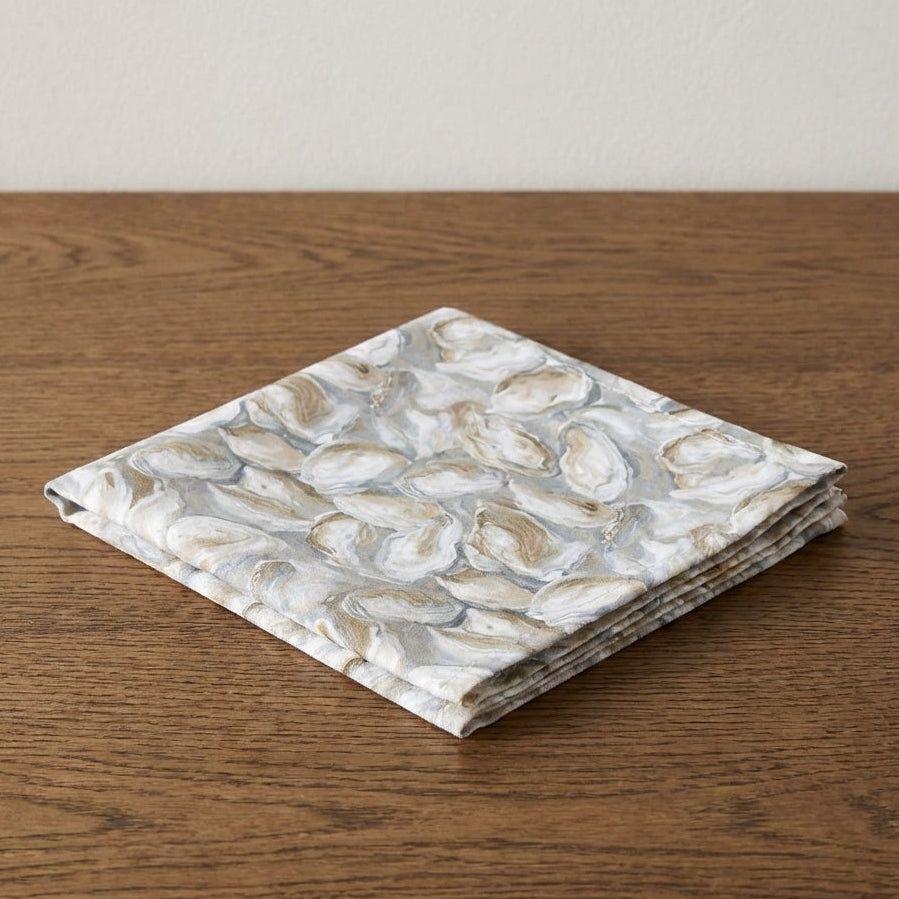 Season of Oysters – Coastal Shell Cotton Satin Napkins