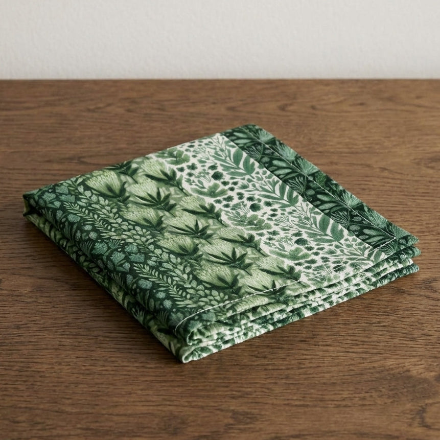 Garden in Green – Botanical Cotton Satin Napkins