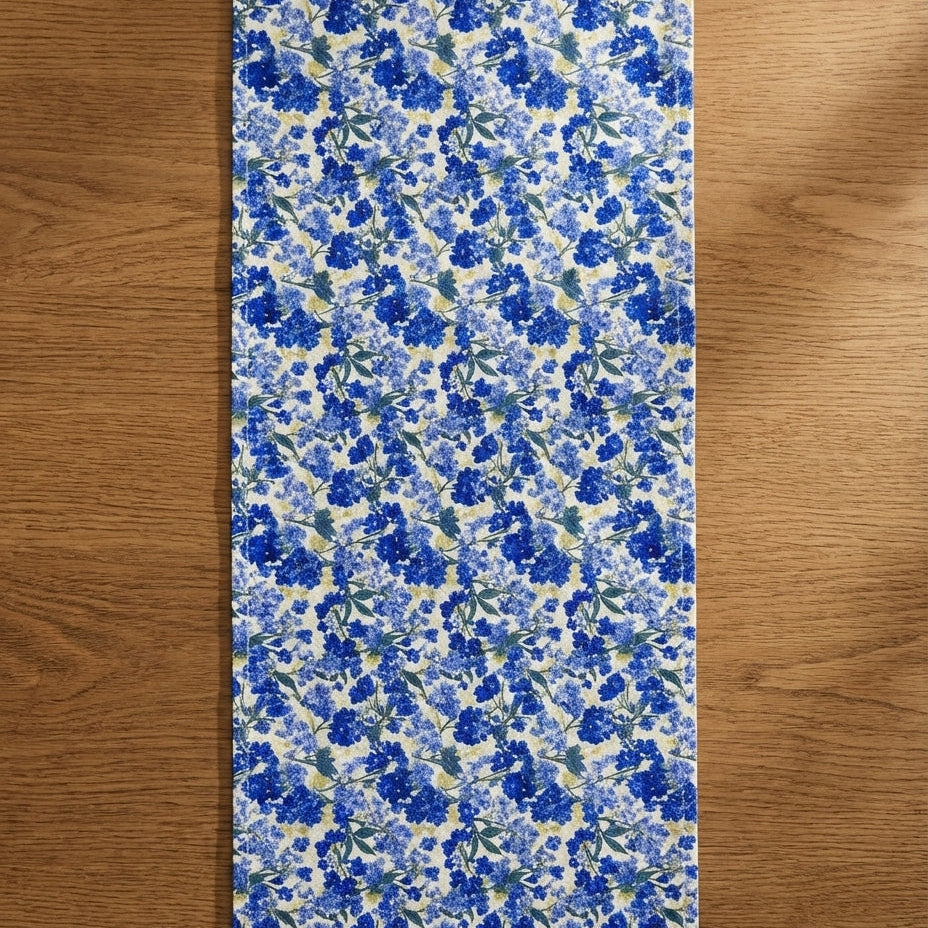 Do Not Forget Me — Floral Cotton-Linen Table Runner