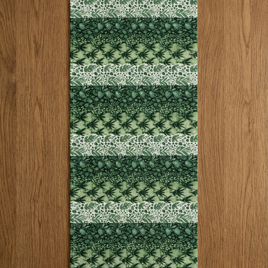 Garden in Green — Botanical Cotton-Linen Table Runner