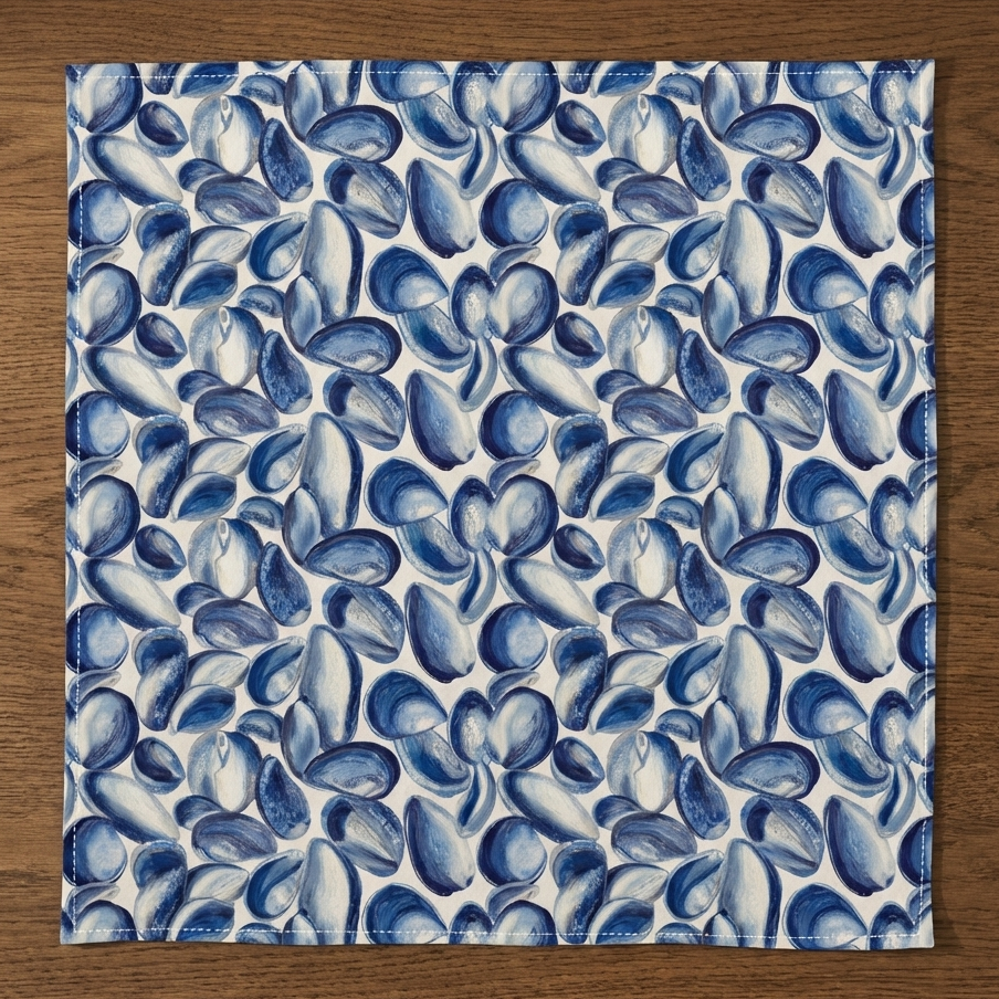 Tide-Worn Mussels – Coastal Shell Cotton Satin Napkins