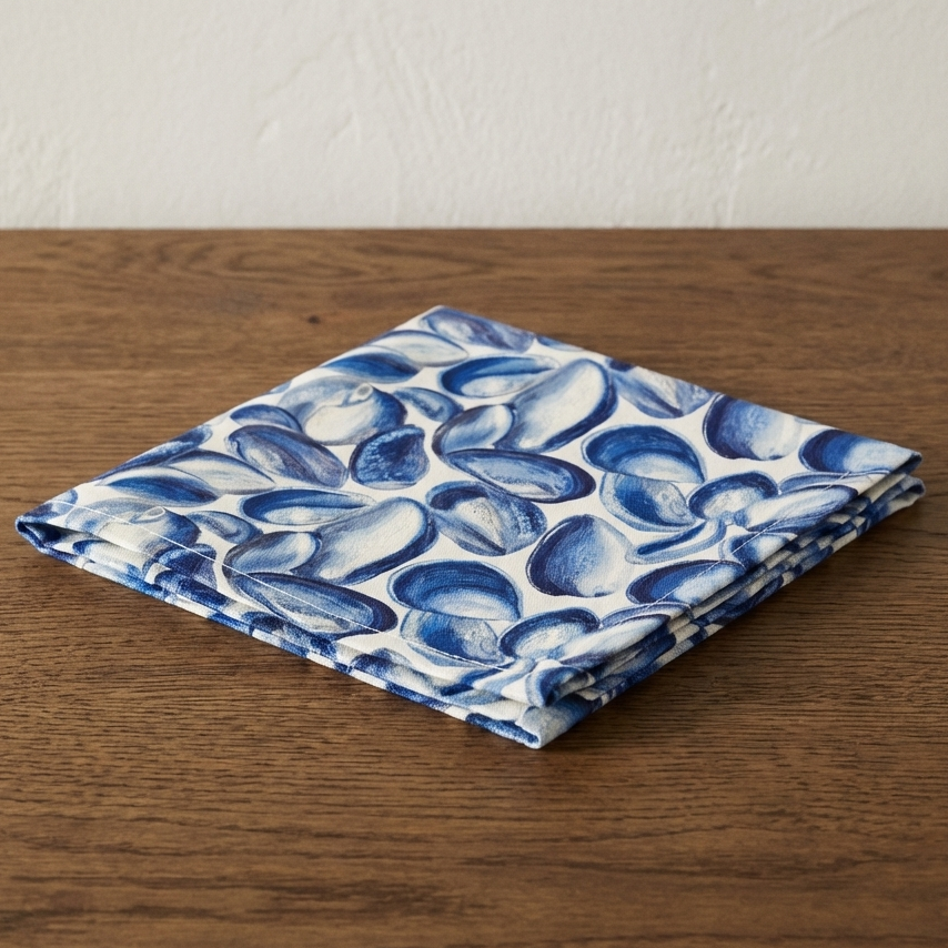 Tide-Worn Mussels – Coastal Shell Cotton Satin Napkins