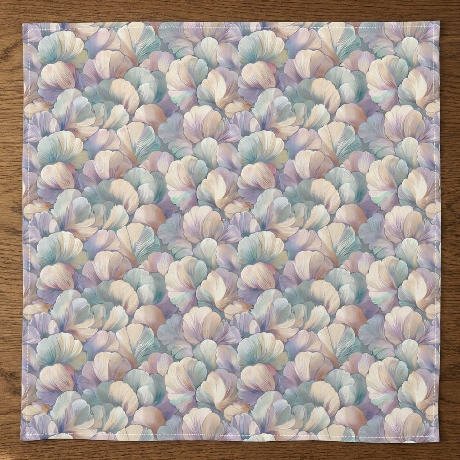 Pastel Scallops – Mermaid-Inspired Shell Cotton Satin Napkins