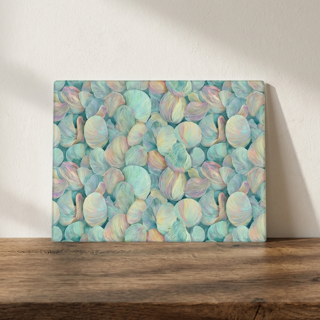 Cockles in Bloom – Shell Print Glass Worktop Saver