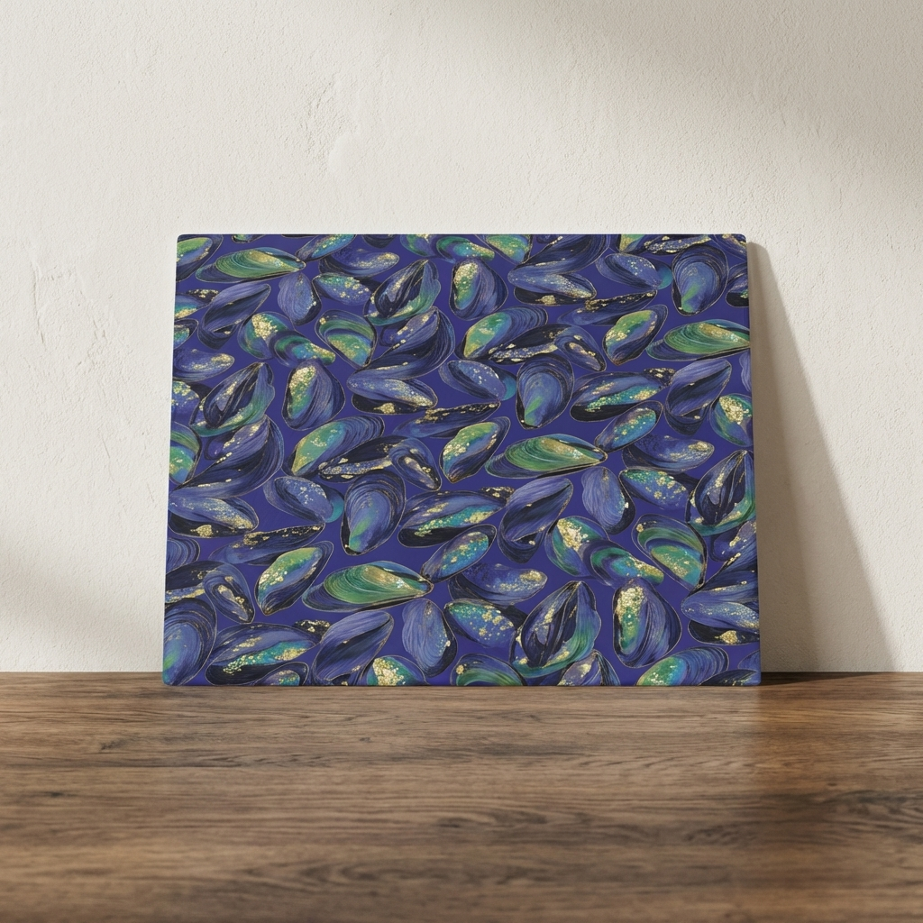Below the Surface – Mussel Shell Print Glass Worktop Saver