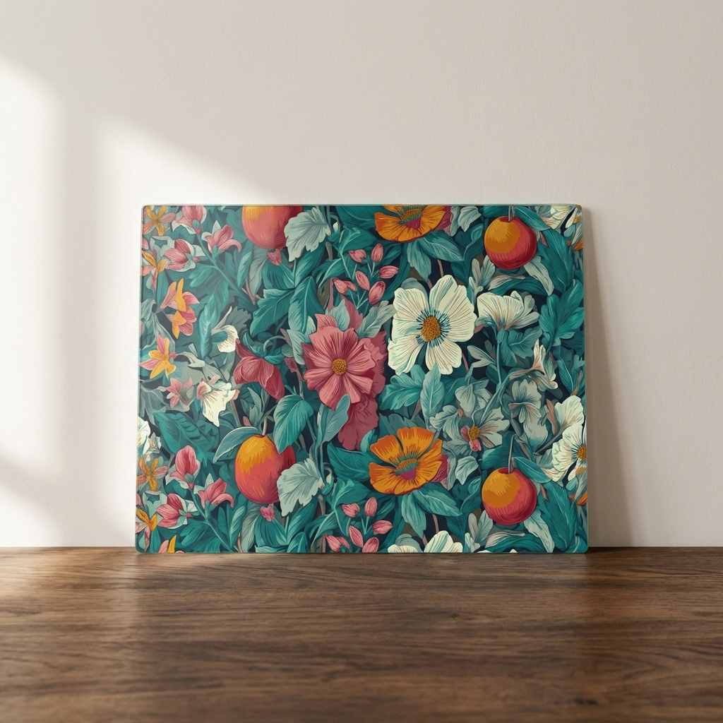 Between Garden Walls – Floral Glass Worktop Saver