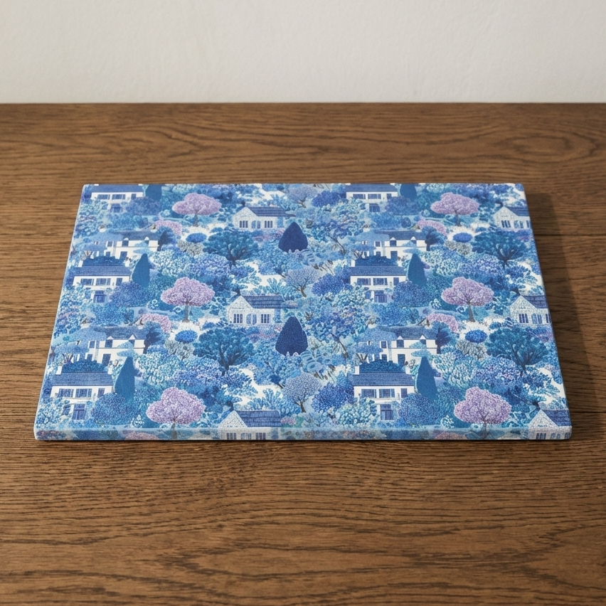 Cottages in the Blue Garden – Rectangular Stonemax Serving Board