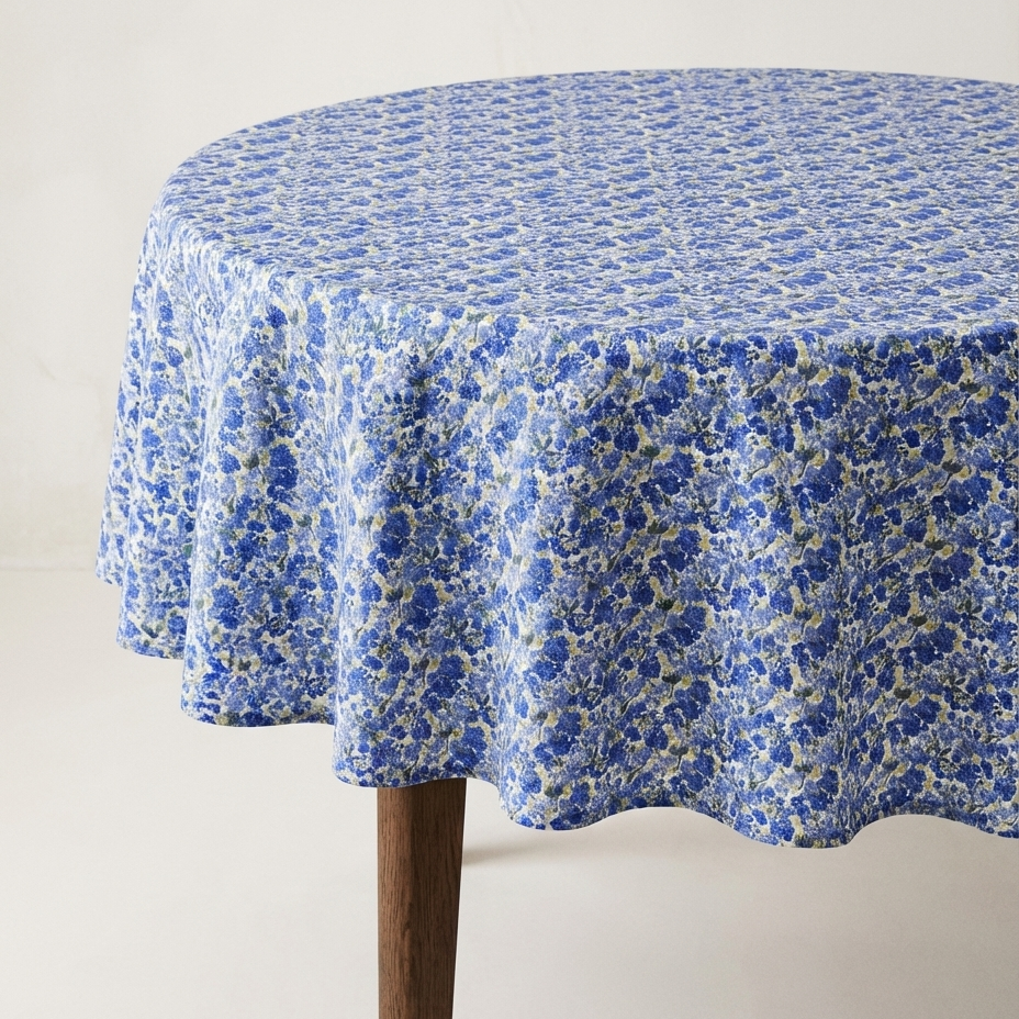 Do Not Forget Me — Floral Cotton-Linen Tablecloth
