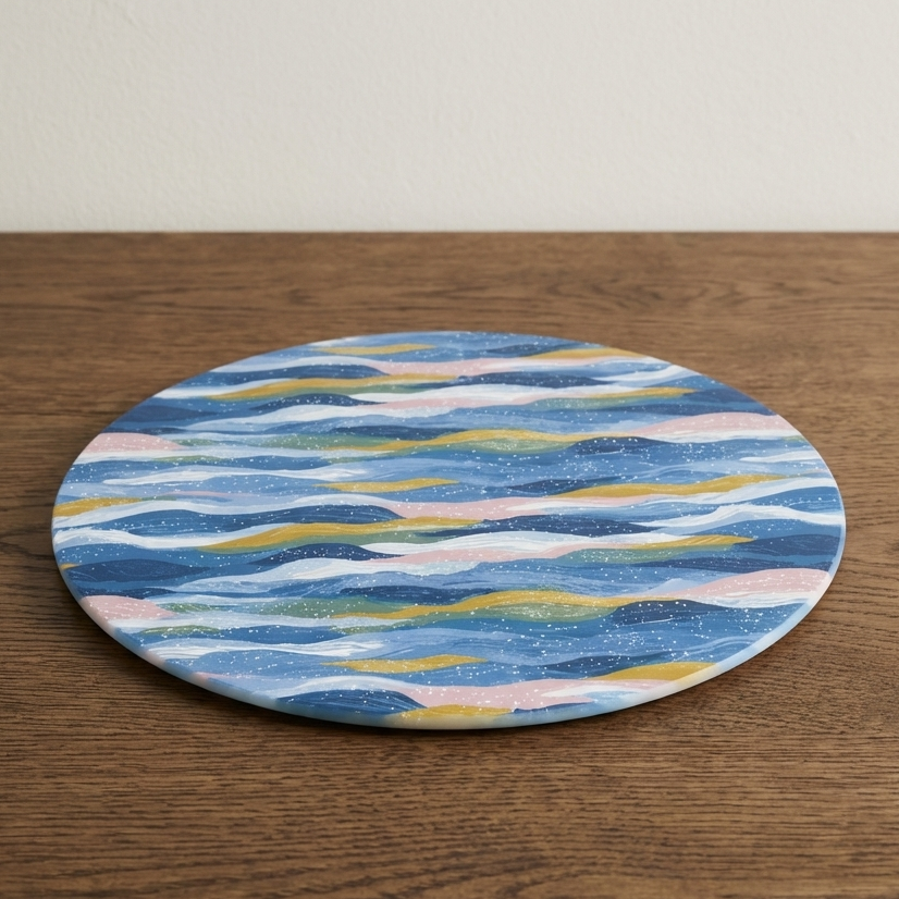 Where the Sea Softens – Round Stonemax Serving Board