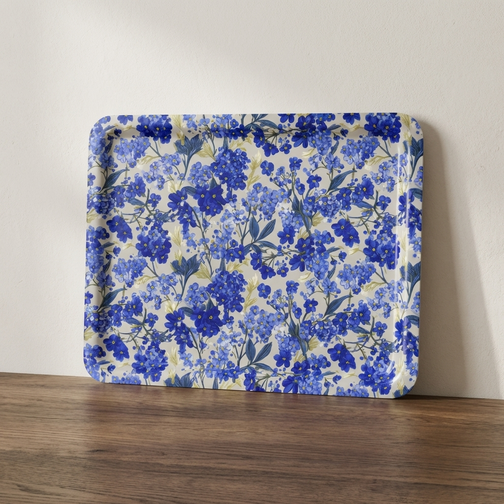 Do Not Forget Me – Blue Floral Tea Tray