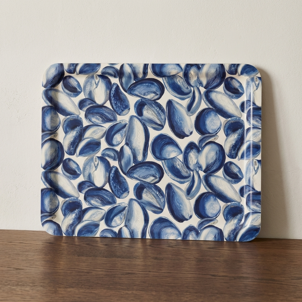 Tide-Worn Mussels – Blue Shell Tea Tray