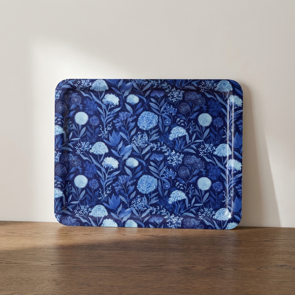 Ink & Petal – Indigo Botanical Tea Tray