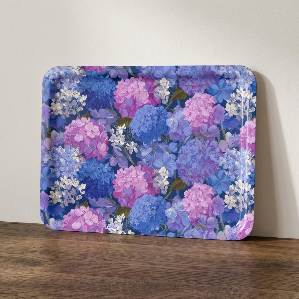 Held in Bloom – Hydrangea Floral Tea Tray