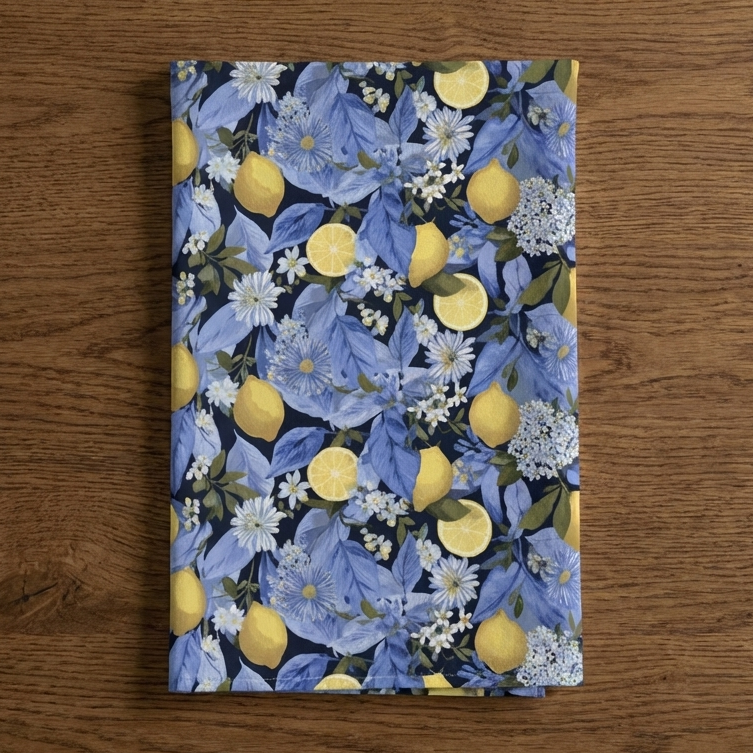 Golden Rind – Lemon Print Cotton-Linen Tea Towel