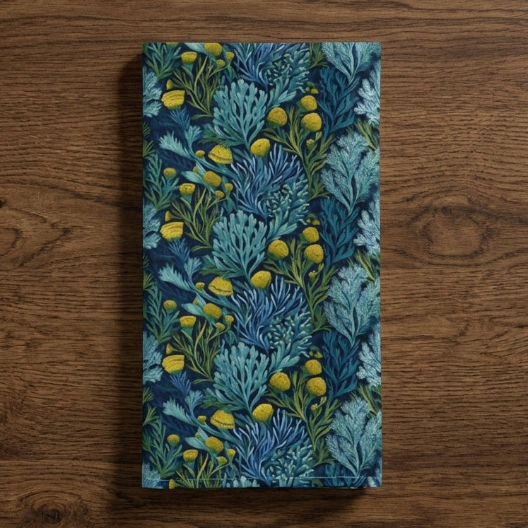 Amongst the Kelp Forest – Cornish Seaweed Print Cotton-Linen Tea Towel