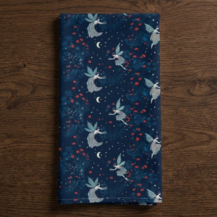 Moonlit Wings – Fairy Print Cotton-Linen Tea Towel