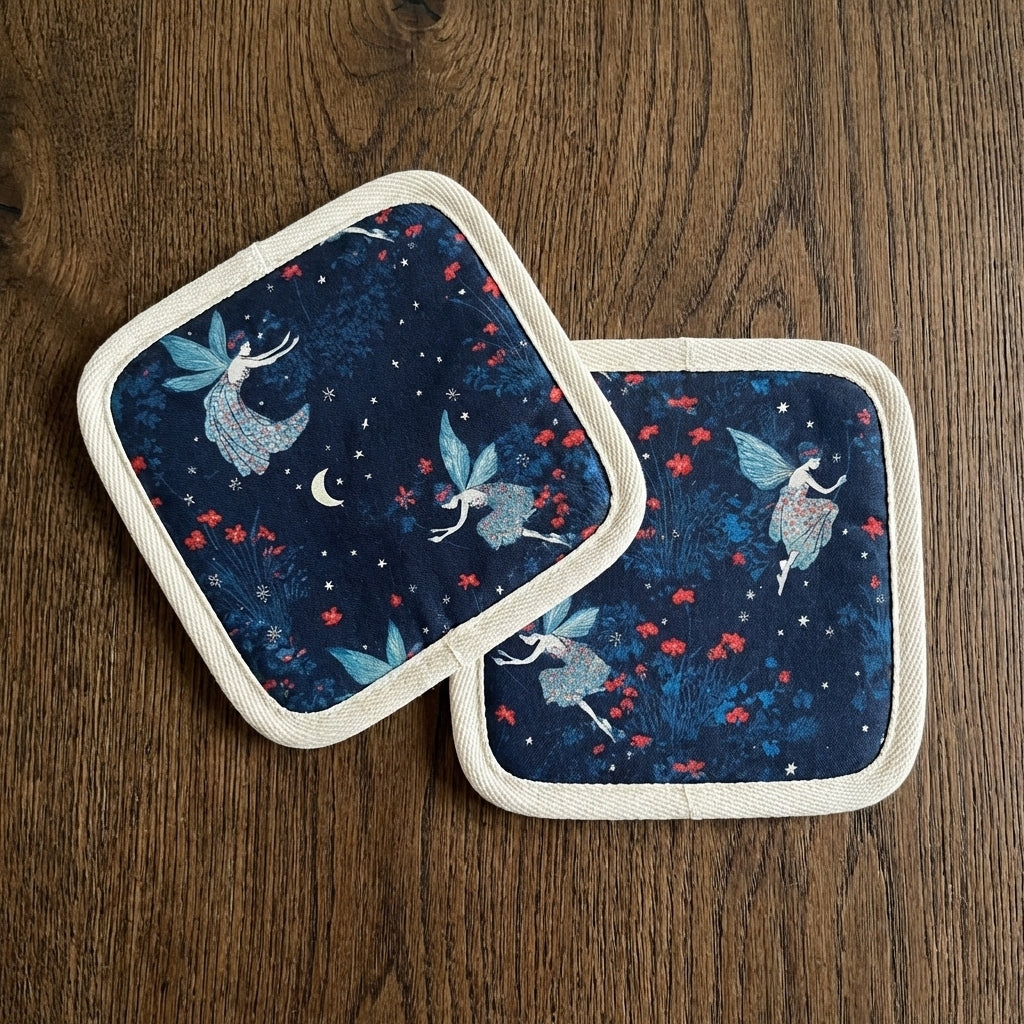 Moonlit Wings – Fairy Print Cotton Hot Dish Pads