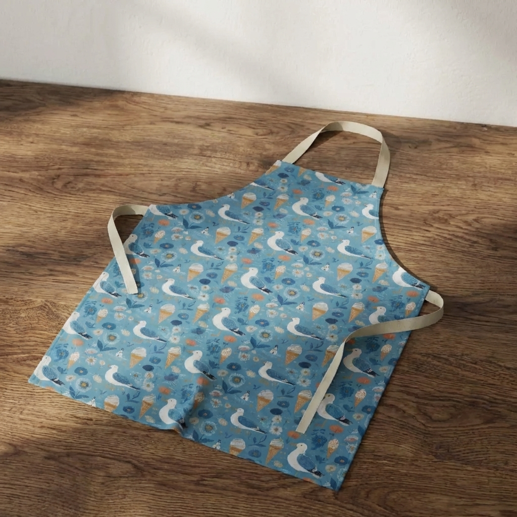 Summer Belongs to the Gulls – Cornwall Coast Print Cotton Apron