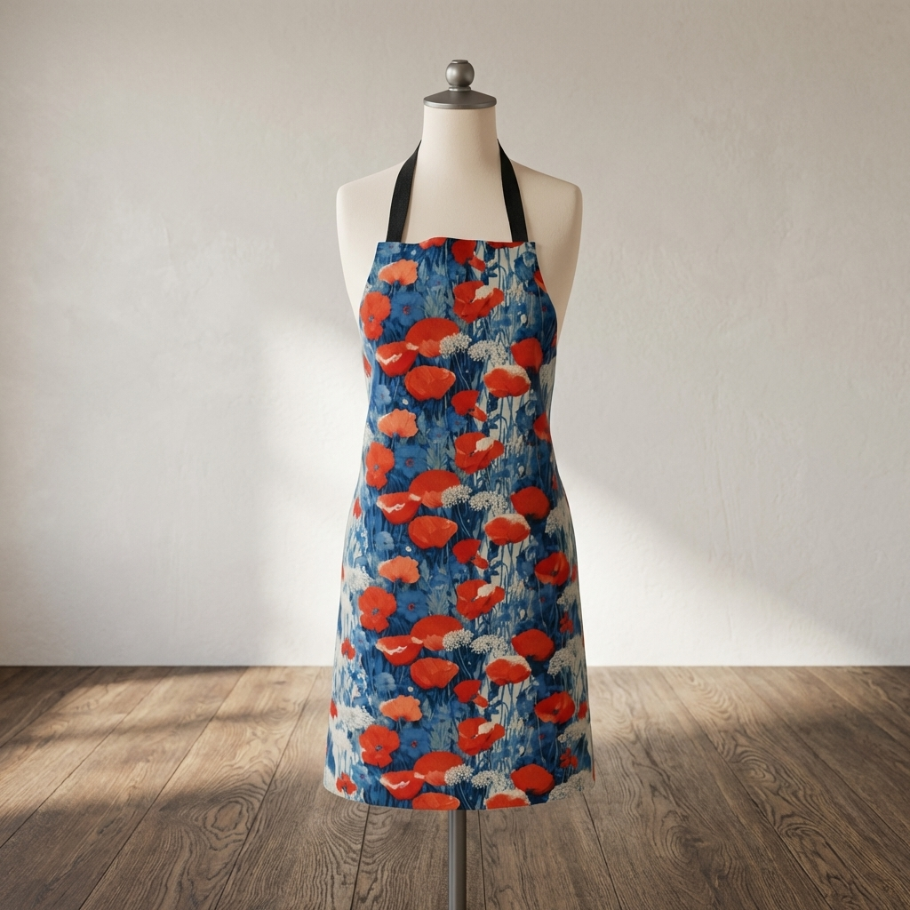 Where Poppies Run to Sea – Polly Joke Inspired Cotton Apron