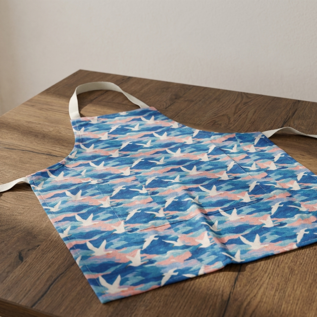 Carried on the Wind – Coastal Seagull Print Cotton Apron