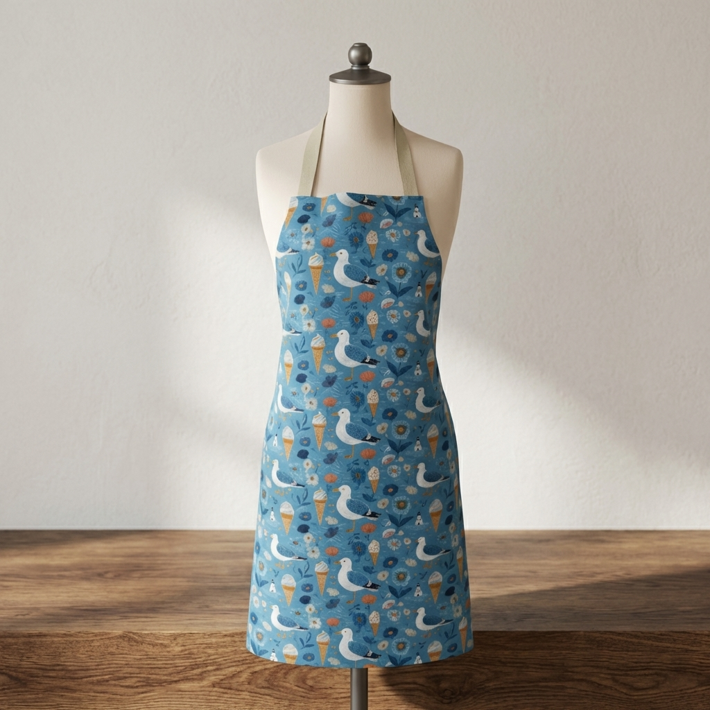 Summer Belongs to the Gulls – Cornwall Coast Print Cotton Apron