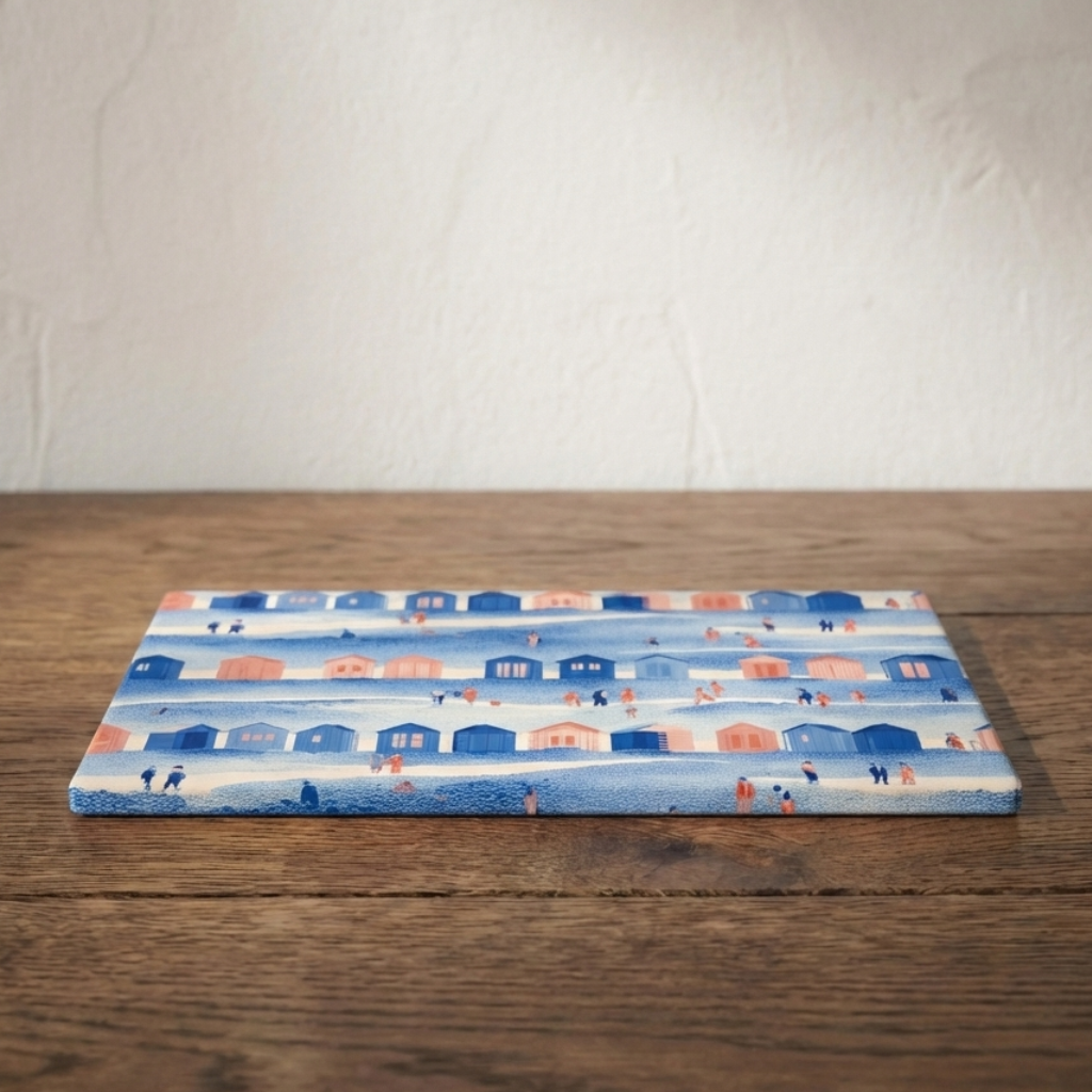 Jolly Days at The Beach – Beach Hut Print Stonemax Chopping Board
