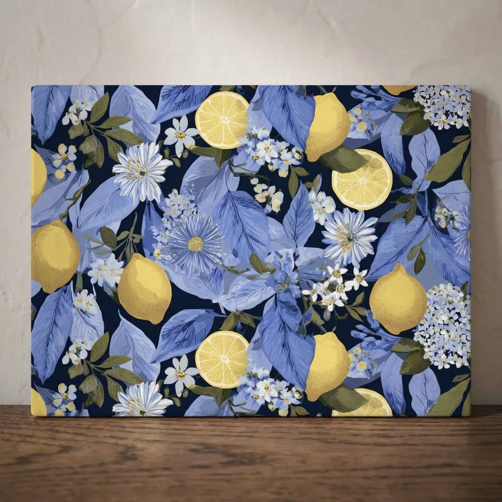 Golden Rind – Botanical Lemon Tree Print – Stonemax Chopping Board